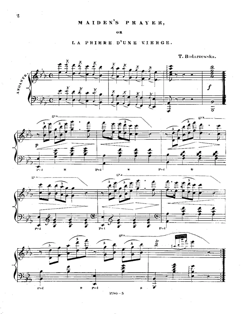 少女的祈祷_一万首著名钢琴曲谱哈农贝多芬合集视频教学电子版高清无水印可打印_1古典钢琴知名音乐家谱_巴达捷芙斯卡钢琴谱全集