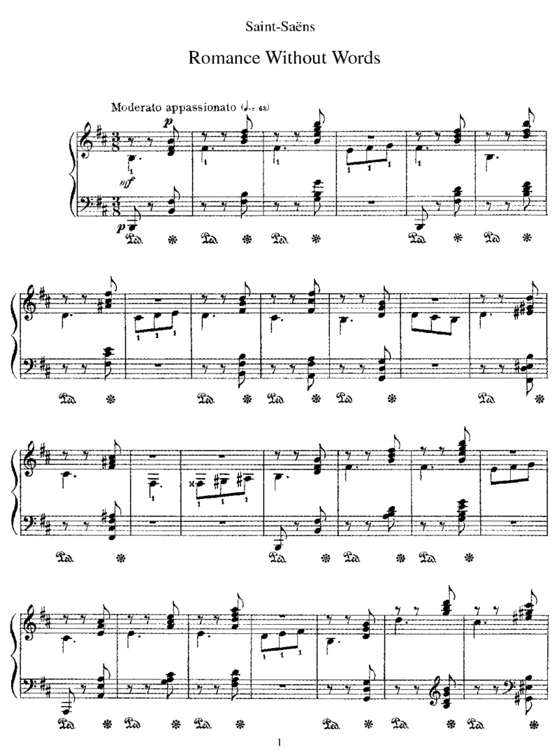 无词浪漫曲RomanceWithoutWords_一万首著名钢琴曲谱哈农贝多芬合集视频教学电子版高清无水印可打印_1古典钢琴知名音乐家谱_圣桑钢琴谱全集