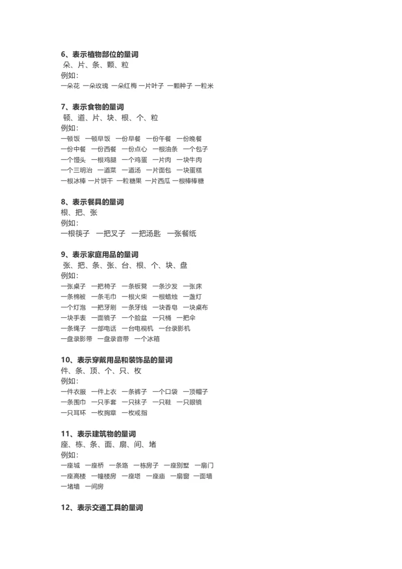 小学二年级上册-高频量词使用方法和练习题_小学1-6年级全部试卷_语文_二年级_3-7-1、小学二年级语文上册_3-7-1-2、练习题、作业、试题、试卷_通用