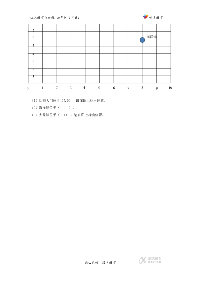 同步练习《确定位置》（苏教）_小学1-6年级全部试卷_数学_四年级_3-9-4、小学四年级数学下册_3-9-4-3、课件、讲义、教案_苏教版_八确定位置_素材