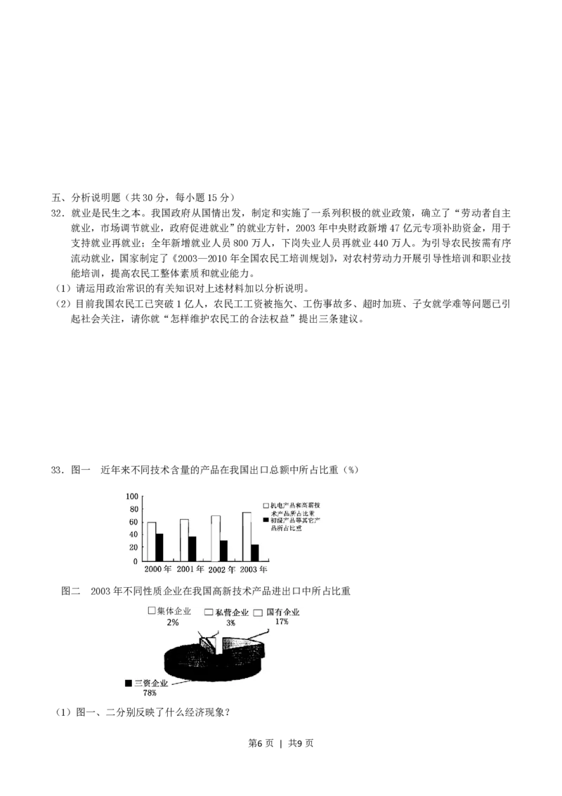 2004年上海高考政治真题及答案_zz20高中真题试卷_政治高考真题试卷_旧1990-2007&middot;高考政治真题_1990-2007&middot;高考政治真题&middot;PDF_上海