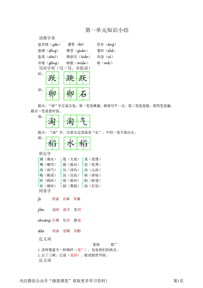 四年级上册语文部编版知识要点_小学1-6年级全部试卷_语文_四年级_3-9-1、小学四年级语文上册_3-9-1-1、复习、知识点、归纳汇总_部编版