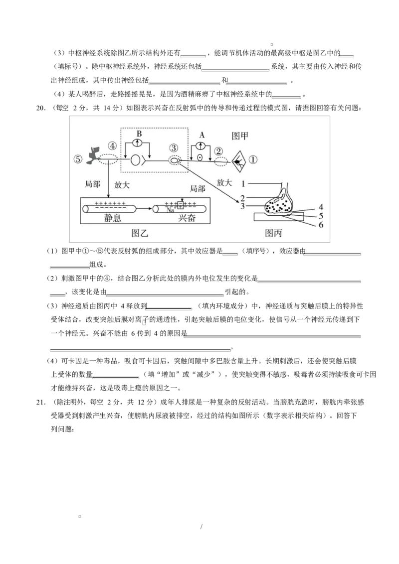 高二生物上学期第一次月考测试范围：人教版2019选择性必修1第1章~第2章（广东专用）（考试版）_1多考区联考试卷_2510142025-2026学年高二生物上学期第一次月考试题