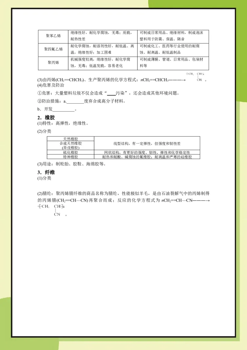 第3章　第2节课时3有机高分子化合物与有机高分子材料（学用）_化学_2026版高中必刷题化学《鲁科》_26春化学-鲁科-必修二_化学必修2LK_电子预习卡