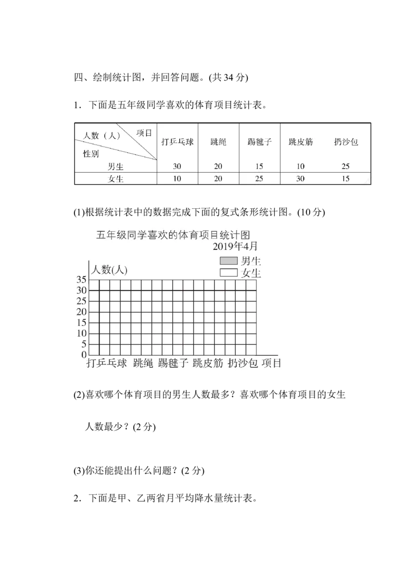 第六单元过关检测卷_小学1-6年级全部试卷_数学_五年级_3-10-4、小学五年级数学下册_3-10-4-2、练习题、作业、试题、试卷_青岛版_单元测试卷
