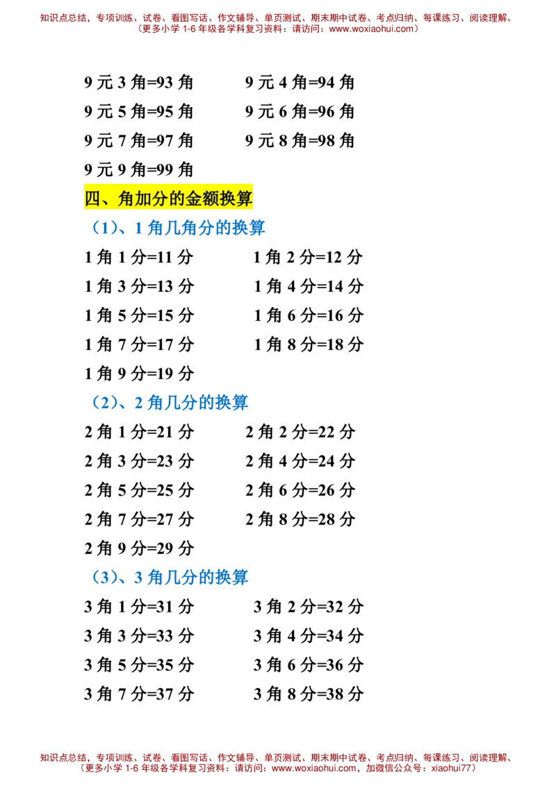 小学人民币换算_小学1-6年级全部试卷_数学_一年级_3-6-4、小学一年级数学下册_3-6-4-2、练习题、作业、试题、试卷_通用