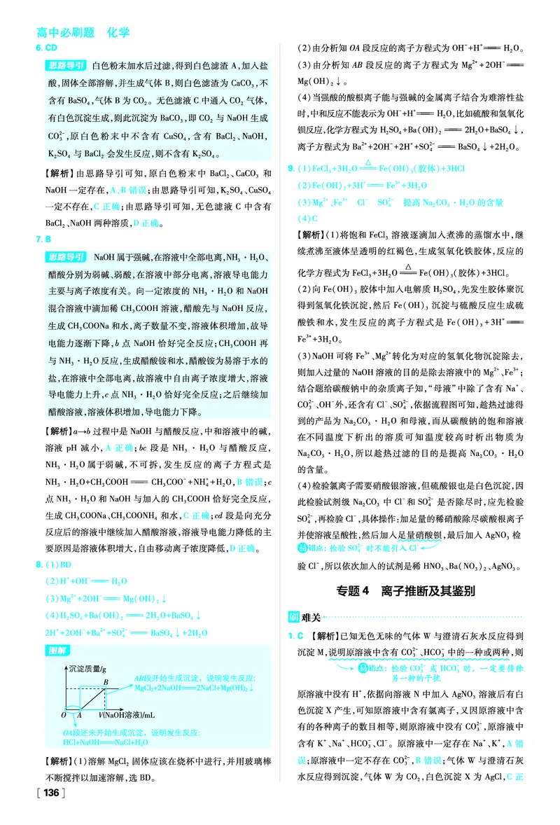 第2章元素与物质世界_化学_2026版高中必刷题化学《鲁科》_化学-鲁科-必修一_答案2026版高中必刷题化学LK版必修1