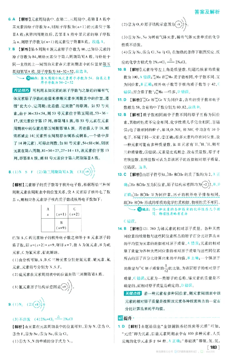 26版化学必刷题答案解析（必修一)_化学_2026版高中必刷题化学《人教》_2026版高中必刷题化学必修一（人教版）