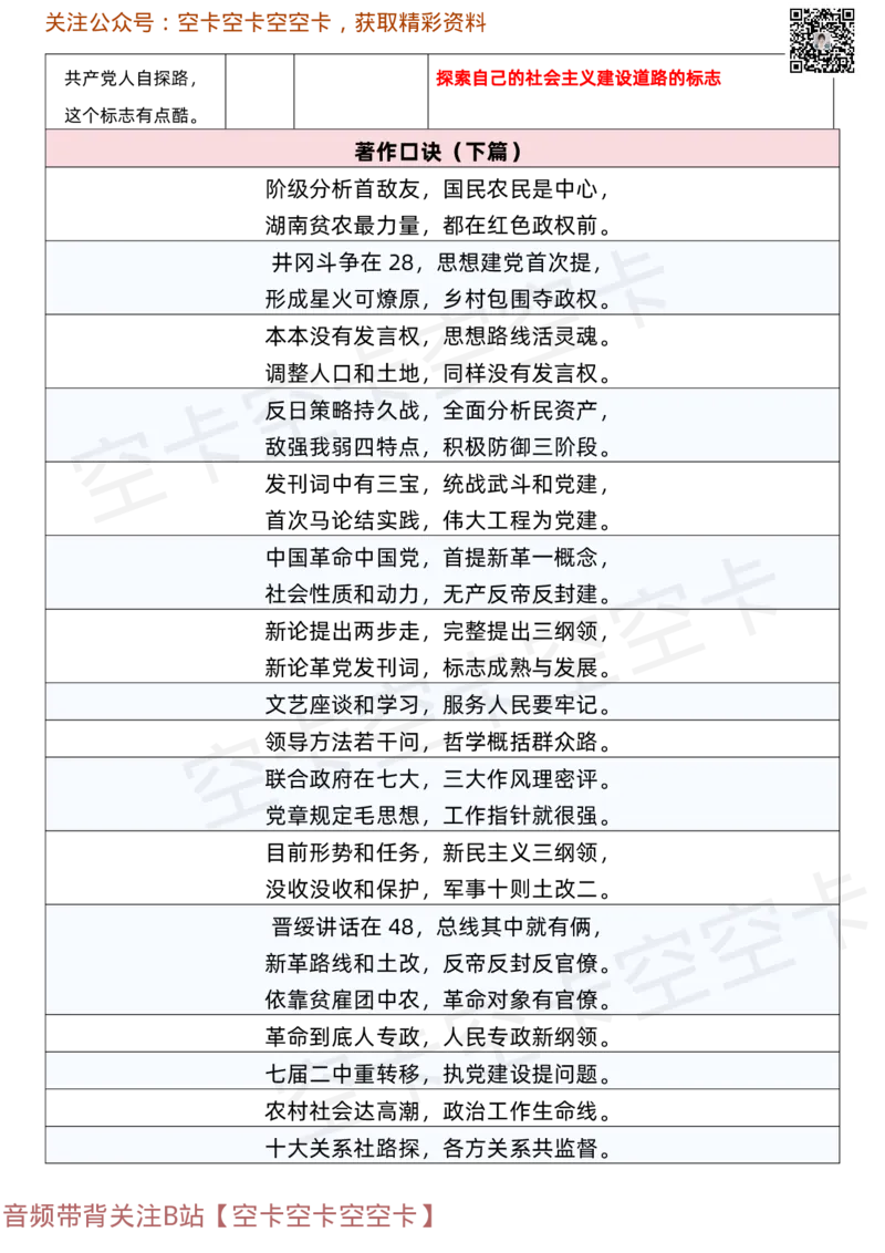 毛中特史纲著作口诀汇总@空卡空卡空空卡_空卡政治笔记合集_11.毛中特、史纲口诀汇总