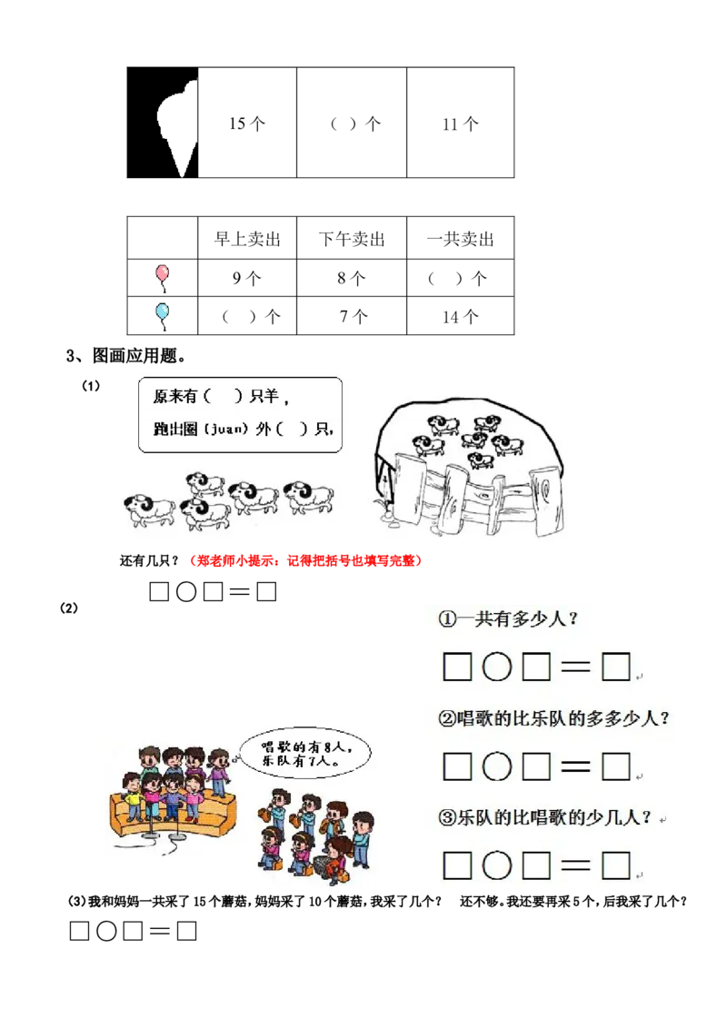 新人教版小学数学一年级上册期末复习提纲_小学1-6年级全部试卷_数学_一年级_3-6-3、小学一年级数学上册_3-6-3-2、练习题、作业、试题、试卷_人教版_期末试题