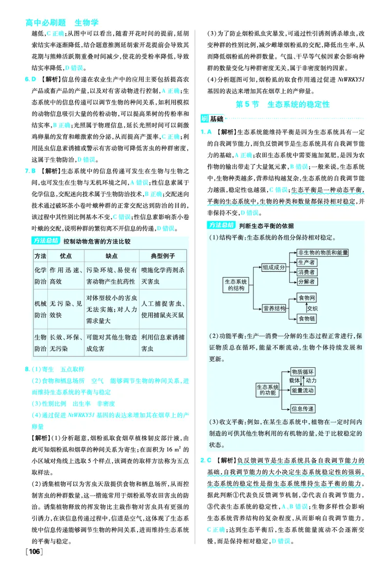 第3章生态系统及其稳定性_生物_2026版高中必刷题生物人教版_2026春高中必刷题生物必修2RJ_答案生物选修2