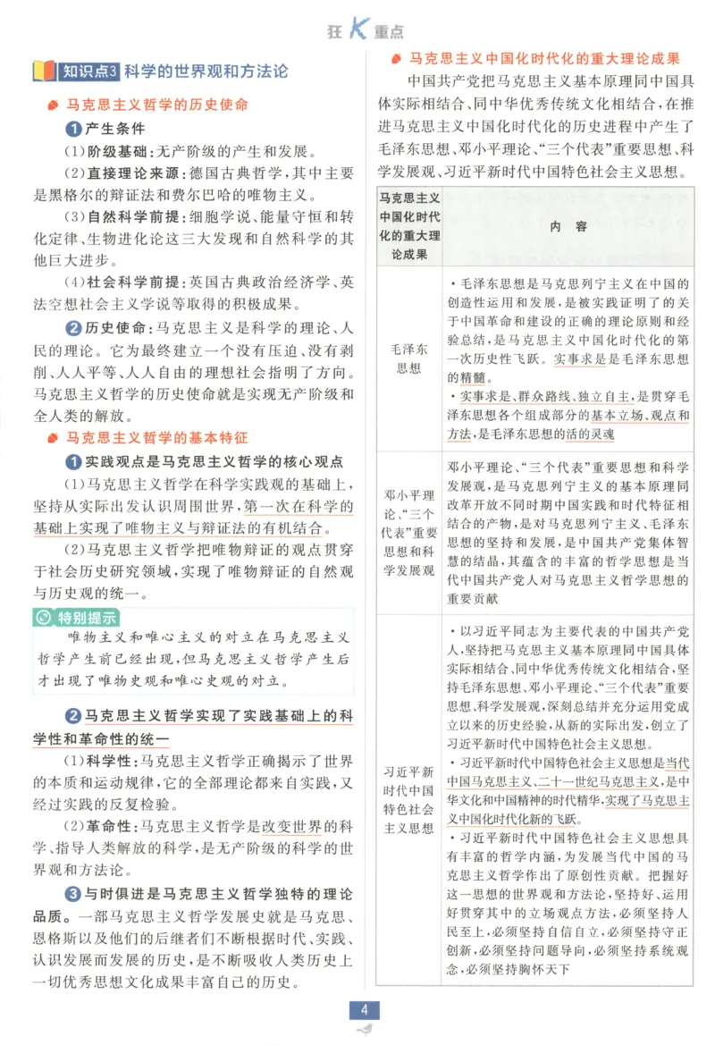 狂K重点_2026版高中必刷题_政治_2026版高中必刷题政治必修4
