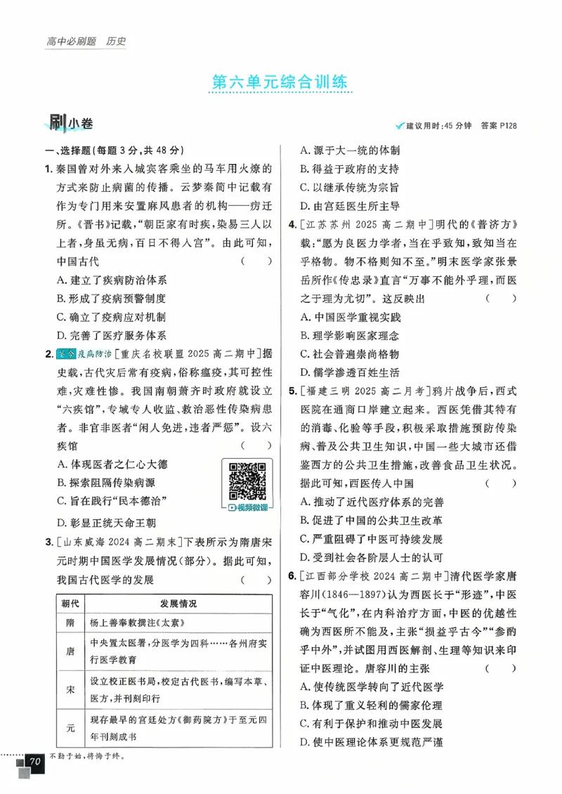 主书历史选修2_历史_2026春高中必刷题历史选修2RJ