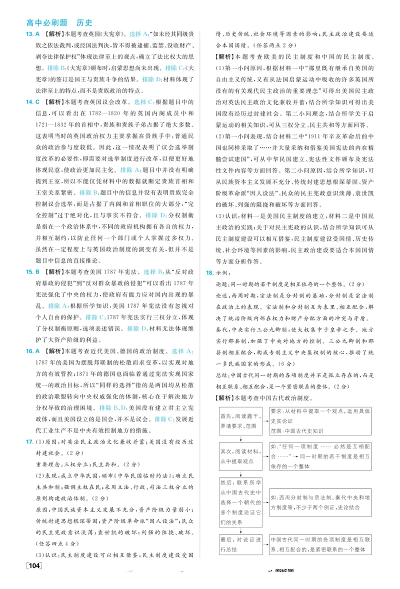 2026版高中必刷题历史选修1解析册_历史_2026版高中必刷题历史选修1RJ