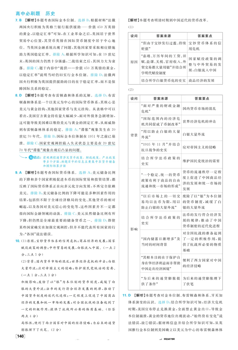 2026版高中必刷题历史选修1解析册_历史_2026版高中必刷题历史选修1RJ