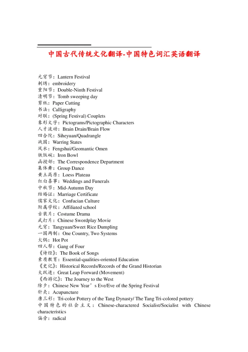 中国古代传统文化翻译-中国特色词汇英语翻译_大学英语四六级&middot;词汇专项&middot;精品课（核心词高频词组单词记忆技巧）