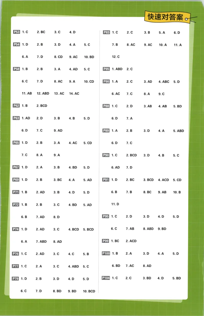 答案_2026版高中必刷题_物理_2026版高中必刷题物理教科版_2026版高中必刷题物理选择性必修二（教科版）