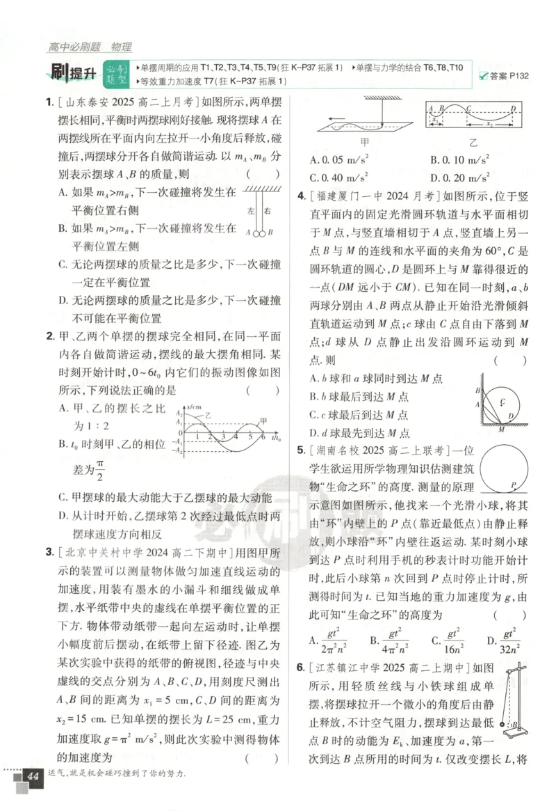 主书_2026版高中必刷题_物理_2026版高中必刷题物理鲁科版_高中必刷题物理选修一LK