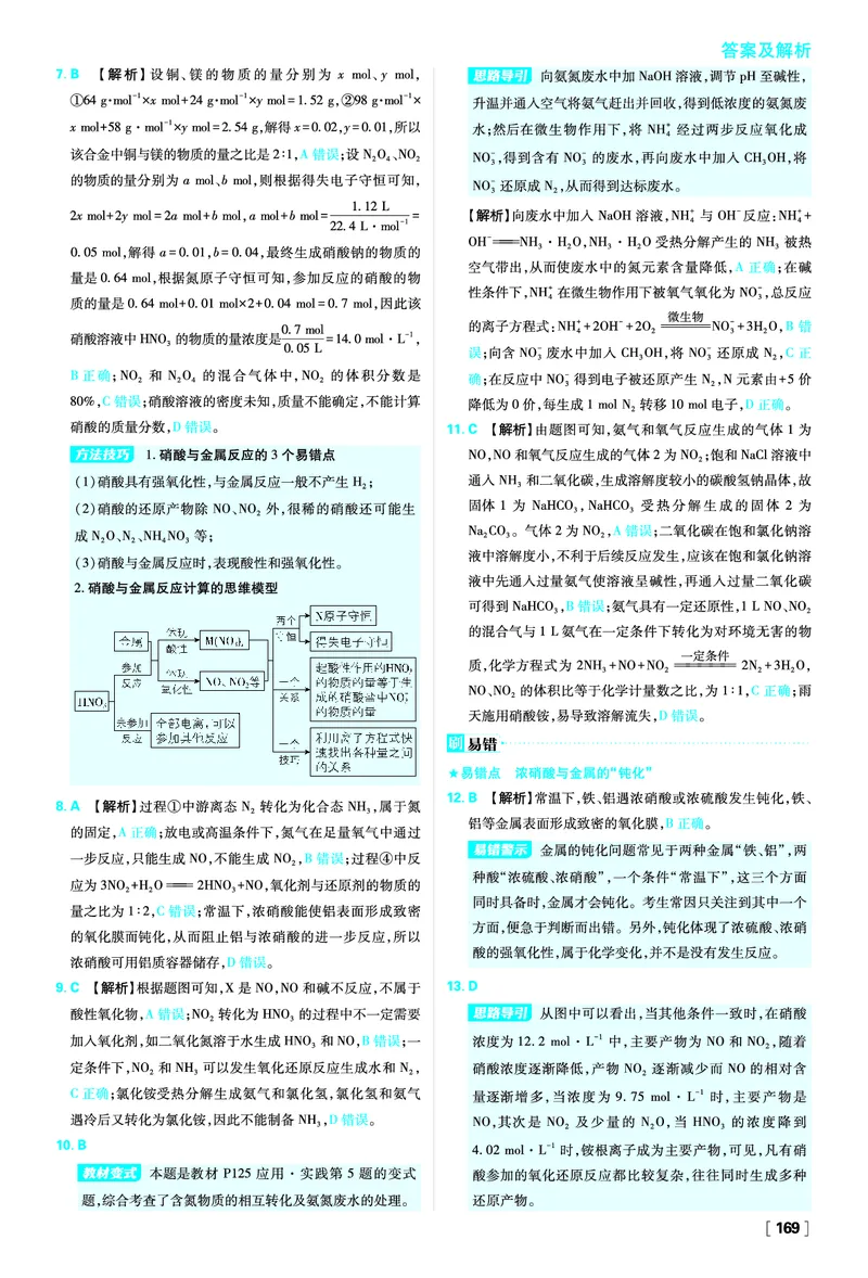 第3章物质的性质与转化_化学_2026版高中必刷题化学《鲁科》_化学-鲁科-必修一_答案2026版高中必刷题化学LK版必修1