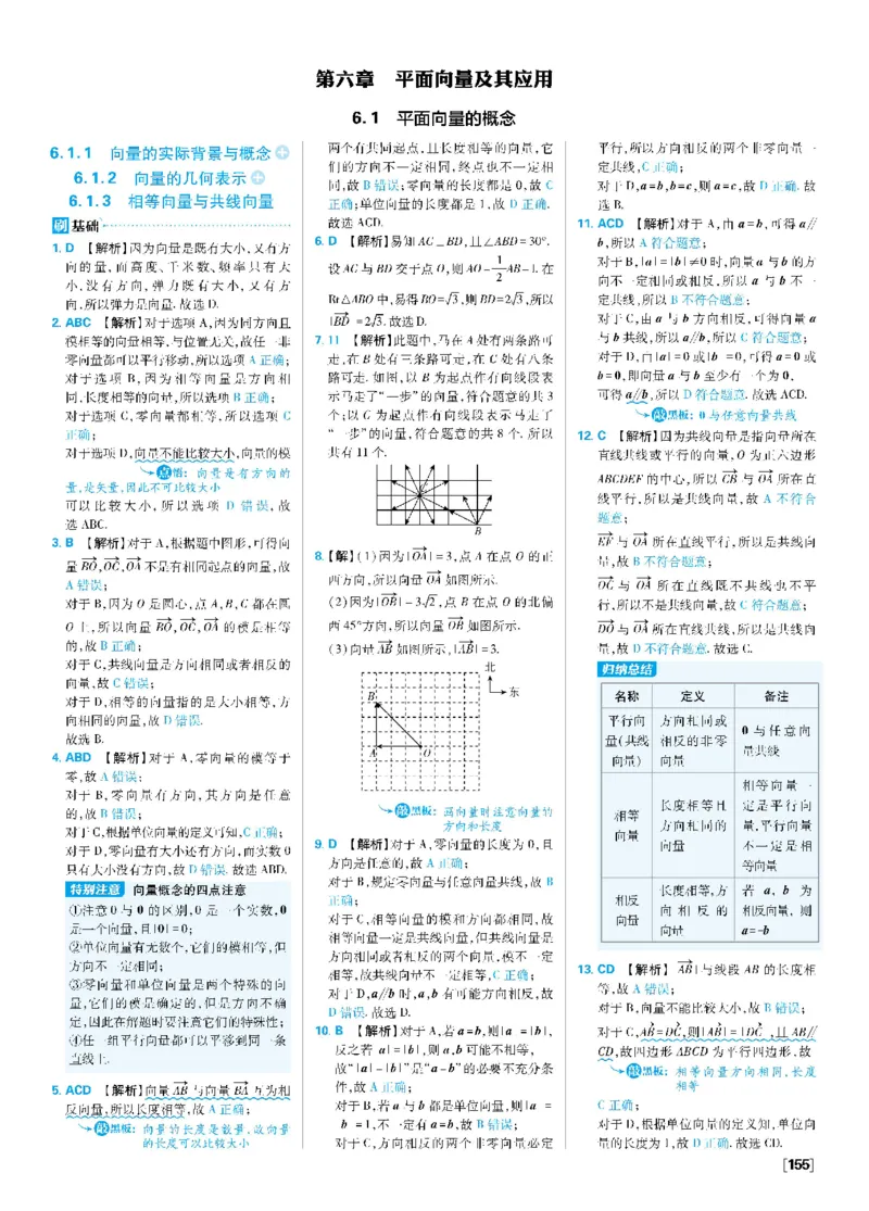 第六章6.1平面向量的概念~6.2平面向量的运算_数学_2026版高中必刷题数学《人教A版》_2026春高中必刷题《人教A版数学必修2》_答案数学必修二