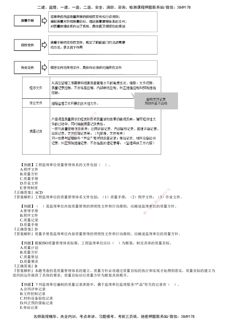 第01讲　ISO质量管理体系及卓越绩效模式_监理工程师_2025监理工程师_2025年监理工程师SVIP_2025年监理土建控制SVIP_03-习题精析✿实战特训✿模考通关_质量控制（土建）（2025）