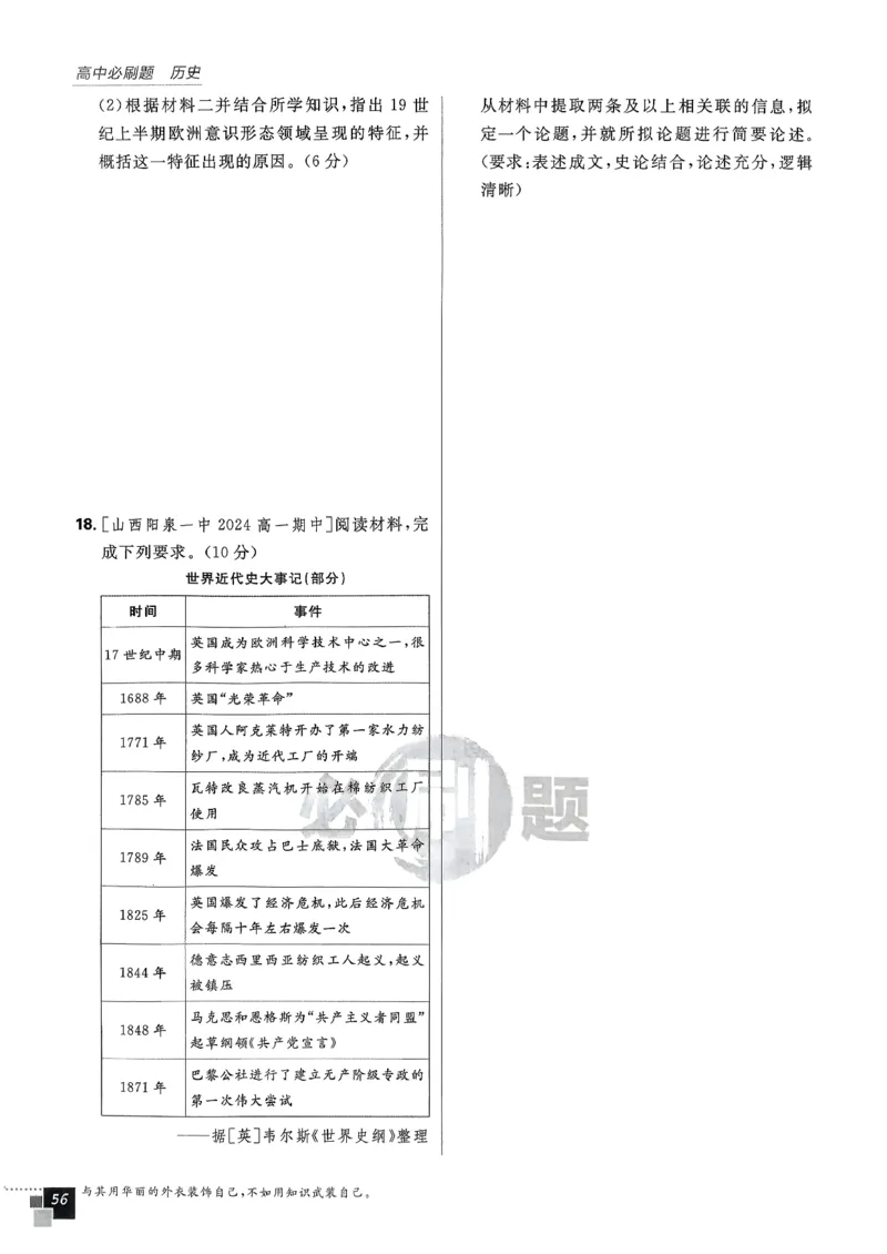 主书历史必修下_历史_2026春高中必刷题历史必修下RJ