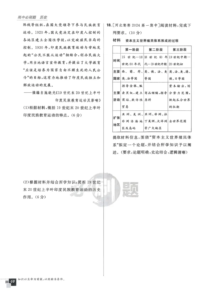 主书历史必修下_历史_2026春高中必刷题历史必修下RJ