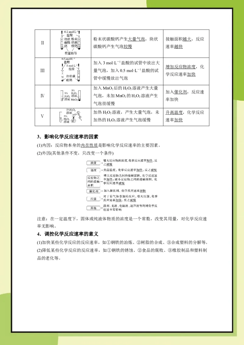 第2章　第3节课时1化学反应的快慢（教用）_化学_2026版高中必刷题化学《鲁科》_26春化学-鲁科-必修二_化必修2LK_电子预习卡答案