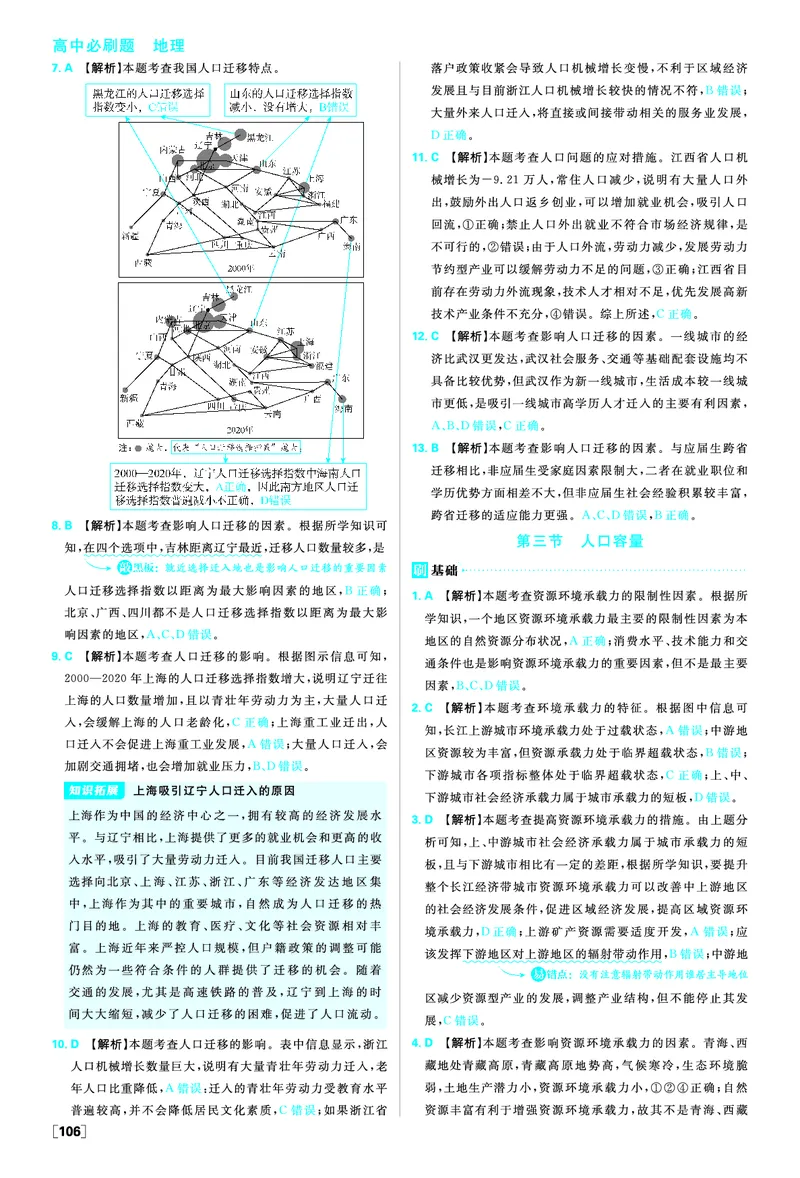 第一章人口_地理_2026版高中必刷题地理《人教》_2026春高中必刷题地理必修2RJ_答案地理必修2