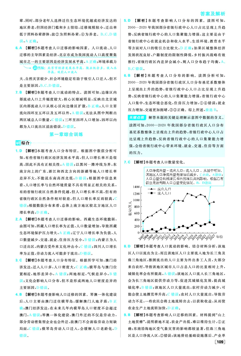 第一章人口_地理_2026版高中必刷题地理《人教》_2026春高中必刷题地理必修2RJ_答案地理必修2
