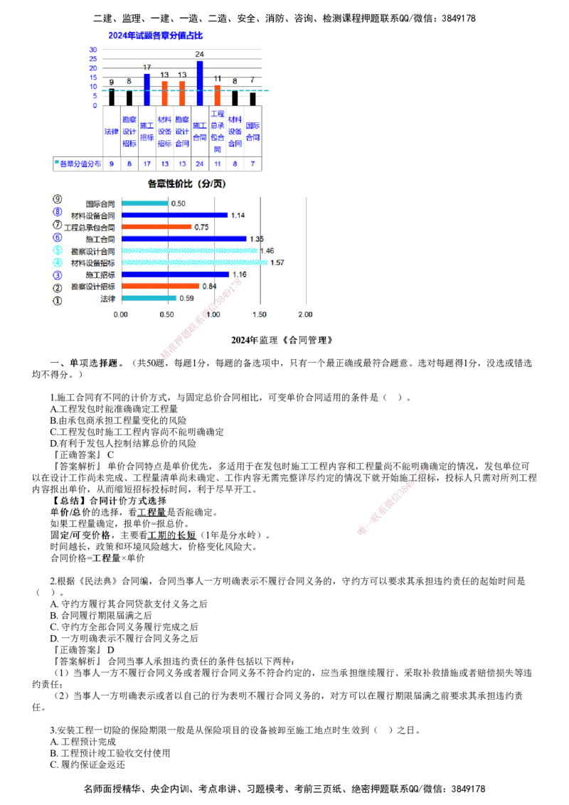 第01讲　2024年试题（一）_监理工程师_2025监理工程师_2025年监理工程师SVIP_2025年监理合同管理SVIP_03-习题精析✿实战特训✿模考通关_22-合同《真题解析班》尹嘉JG