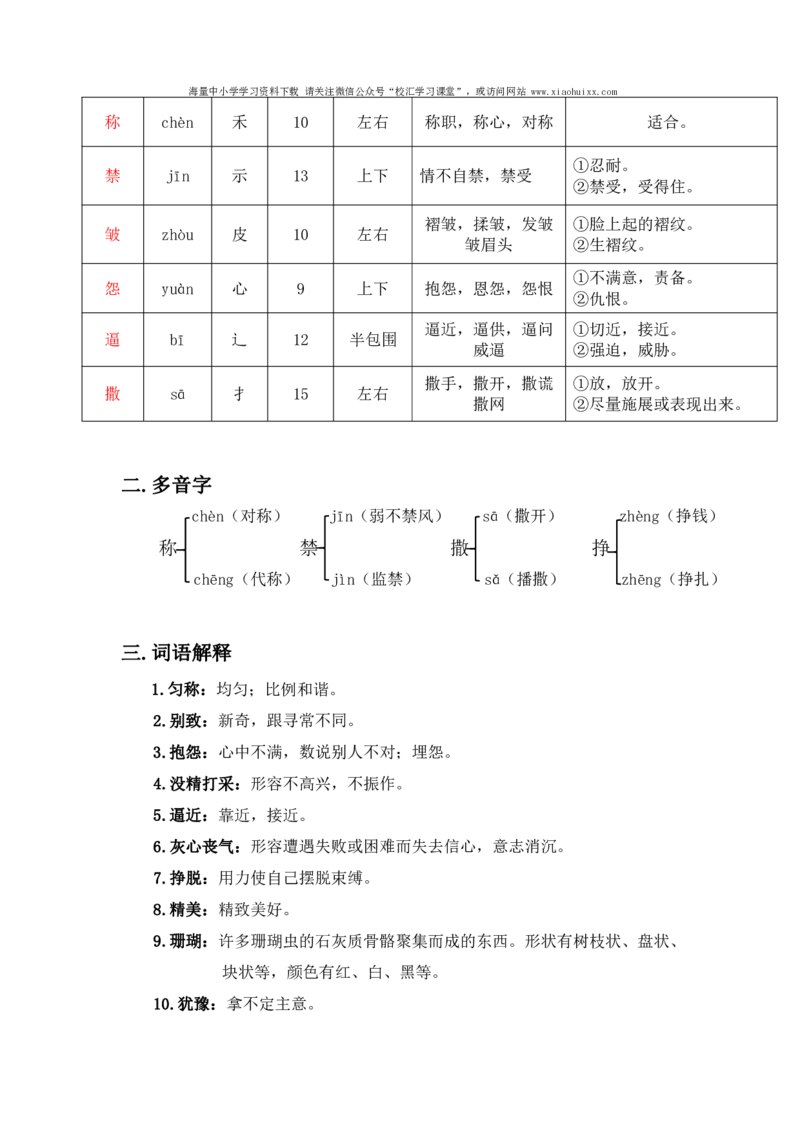 小学三年级下册部编版语文全册.课堂笔记_PDF密码解除_小学1-6年级全部试卷_语文_三年级_3-8-2、小学三年级语文下册_3-8-2-1、学习资料、复习、知识点、归纳汇总_部编版