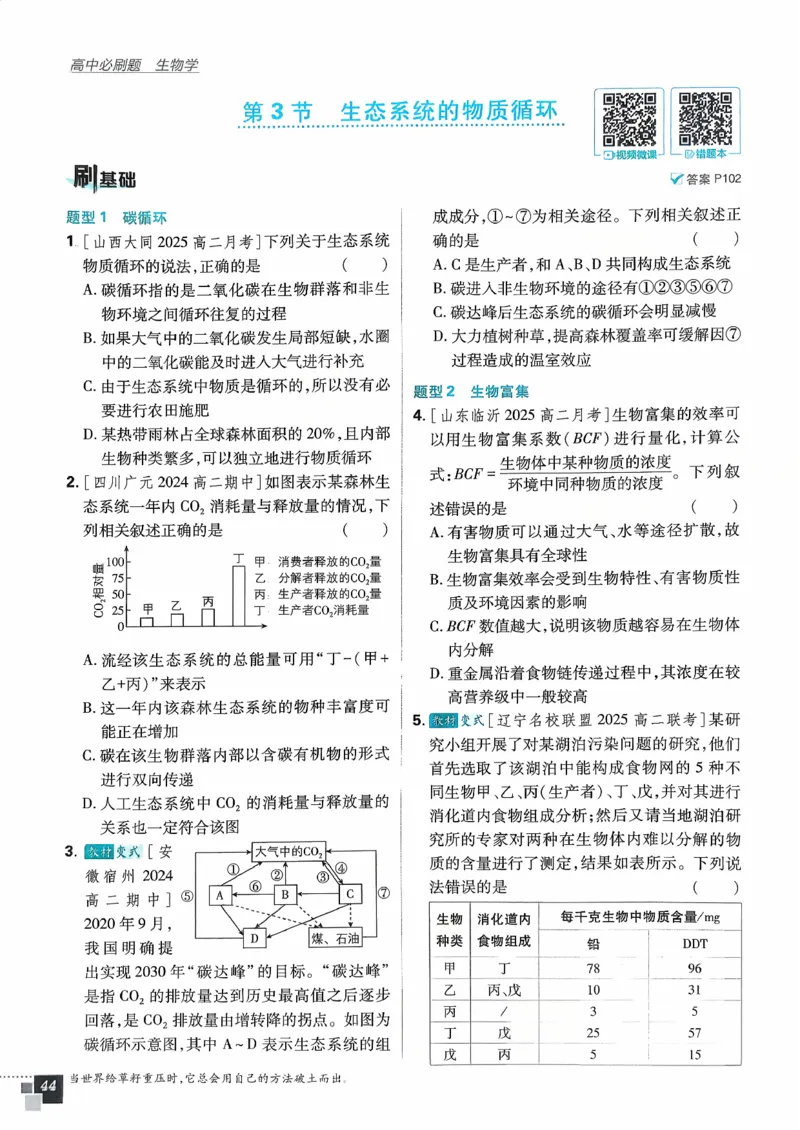 主书生物选修2_生物_2026版高中必刷题生物人教版_2026春高中必刷题生物选修2RJ