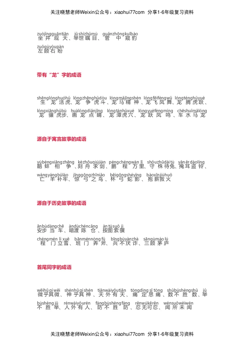 小学语文词语分类大全带拼音小学一年级下册_小学1-6年级全部试卷_语文_一年级_3-6-2、小学一年级语文下册_3-6-2-1、复习、知识点、归纳汇总_通用