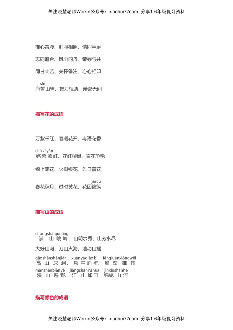 小学语文词语分类大全带拼音小学一年级下册_小学1-6年级全部试卷_语文_一年级_3-6-2、小学一年级语文下册_3-6-2-1、复习、知识点、归纳汇总_通用