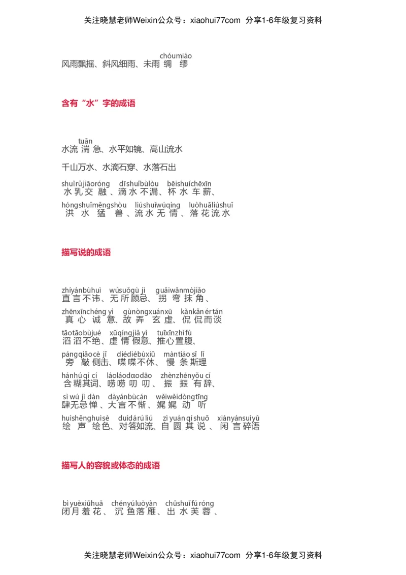 小学语文词语分类大全带拼音小学一年级下册_小学1-6年级全部试卷_语文_一年级_3-6-2、小学一年级语文下册_3-6-2-1、复习、知识点、归纳汇总_通用