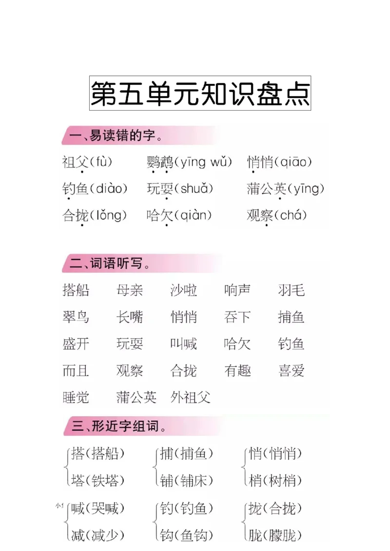 小学三年级上册语文期中期末考点类汇总_小学1-6年级全部试卷_语文_三年级_3-8-1、小学三年级语文上册_3-8-1-1、复习、知识点、归纳汇总_通用