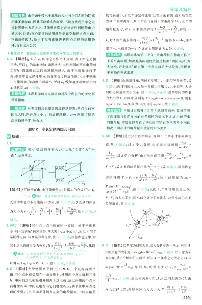 答案_2026版高中必刷题_物理_2026版高中必刷题物理鲁科版_2026版高中必刷题物理必修三（鲁科版）