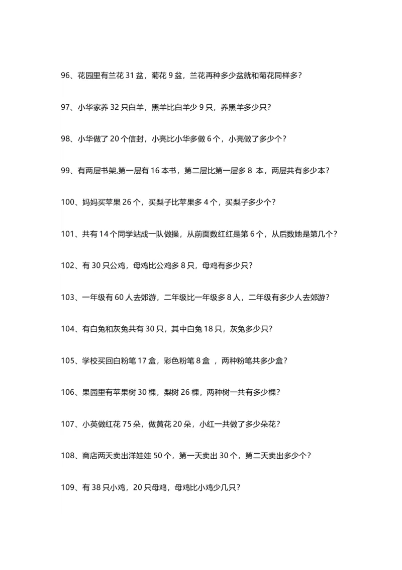 小学一年级数学暑假应用题200道_小学1-6年级全部试卷_数学_一年级_3-6-3、小学一年级数学上册_3-6-3-2、练习题、作业、试题、试卷_通用