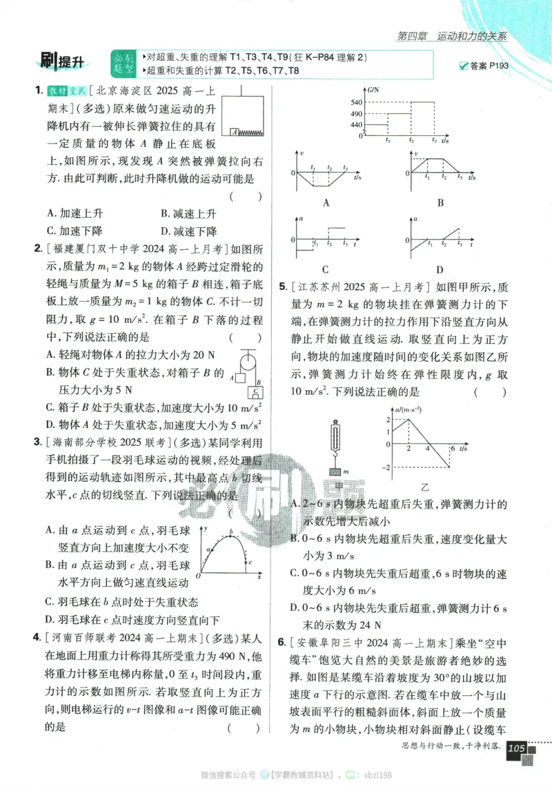 2026版《高中必刷题》物理RJ必修1_2026版高中必刷题_物理_2026版高中必刷题物理人教版_2026版高中必刷题物理必修一人教版