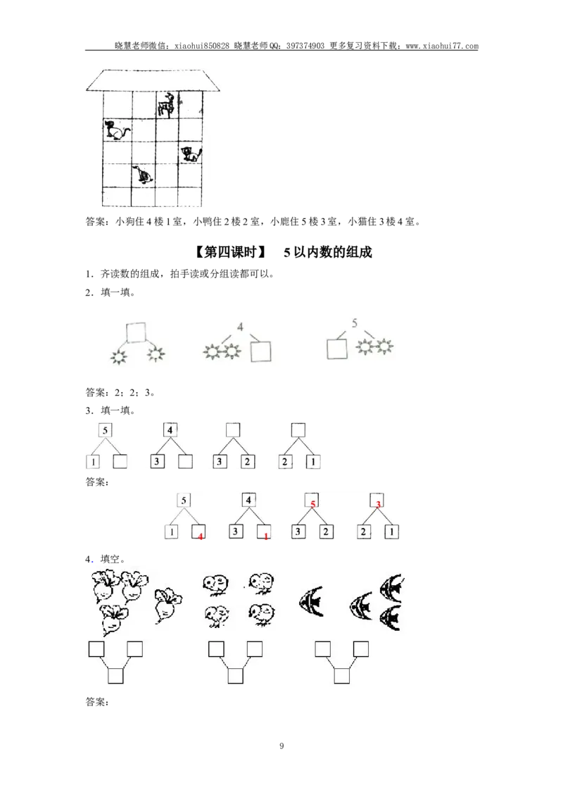 小学一年级上册上学期-第三单元1～5的认识课时：1（人教版）_小学1-6年级全部试卷_数学_一年级_3-6-3、小学一年级数学上册_3-6-3-2、练习题、作业、试题、试卷_人教版_课时练
