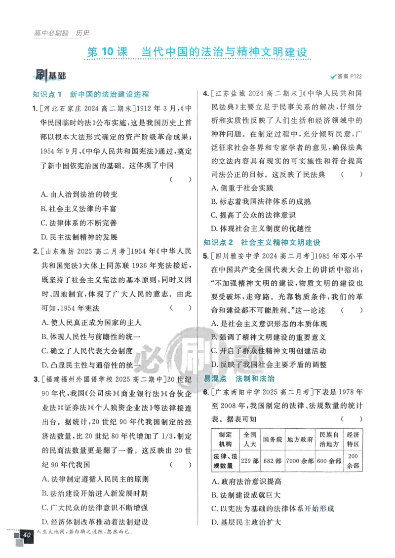 2026版高中必刷题历史选修1_历史_2026版高中必刷题历史选修1RJ