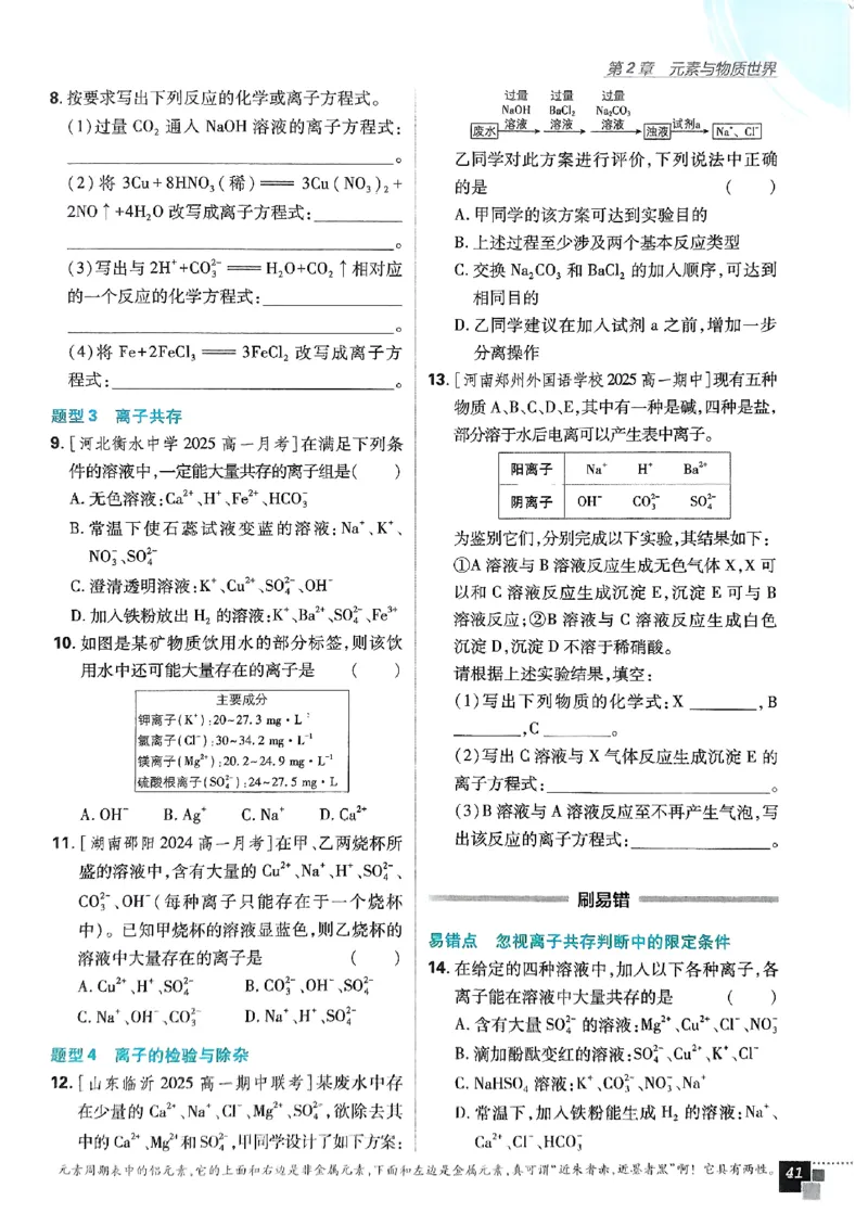 主书2026版高中必刷题化学LK版必修1_化学_2026版高中必刷题化学《鲁科》_化学-鲁科-必修一