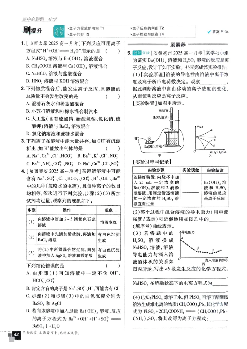 主书2026版高中必刷题化学LK版必修1_化学_2026版高中必刷题化学《鲁科》_化学-鲁科-必修一