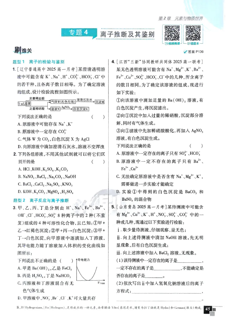 主书2026版高中必刷题化学LK版必修1_化学_2026版高中必刷题化学《鲁科》_化学-鲁科-必修一