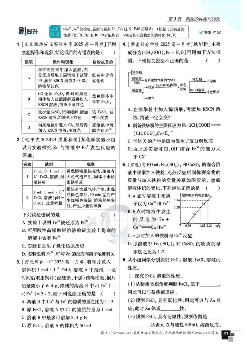 主书2026版高中必刷题化学LK版必修1_化学_2026版高中必刷题化学《鲁科》_化学-鲁科-必修一