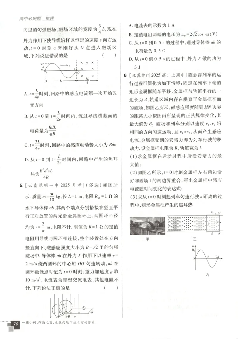 主书_2026版高中必刷题_物理_2026版高中必刷题物理教科版_2026版高中必刷题物理选择性必修二（教科版）