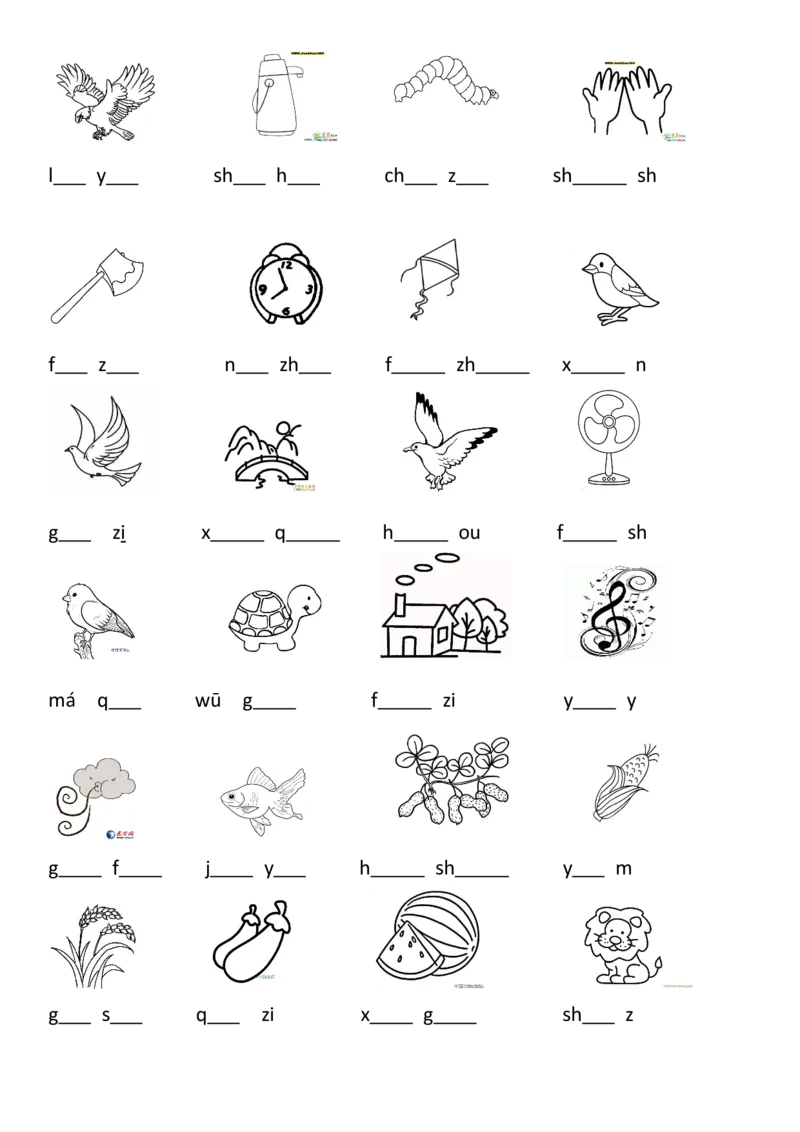 小学一年级上册语文资料-看图写拼音练习专题(1)_小学1-6年级全部试卷_语文_一年级_3-6-1、小学一年级语文上册_3-6-1-2、练习题、作业、试题、试卷_部编（人教）版_专项练习