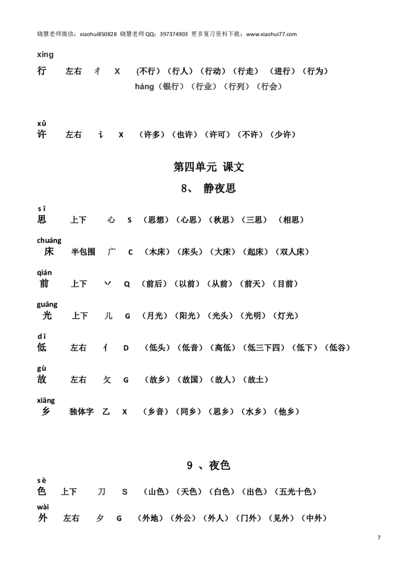 新人教部编版小学一年级下册组词(带拼音、部首)_小学1-6年级全部试卷_语文_一年级_3-6-2、小学一年级语文下册_3-6-2-1、复习、知识点、归纳汇总_人教版
