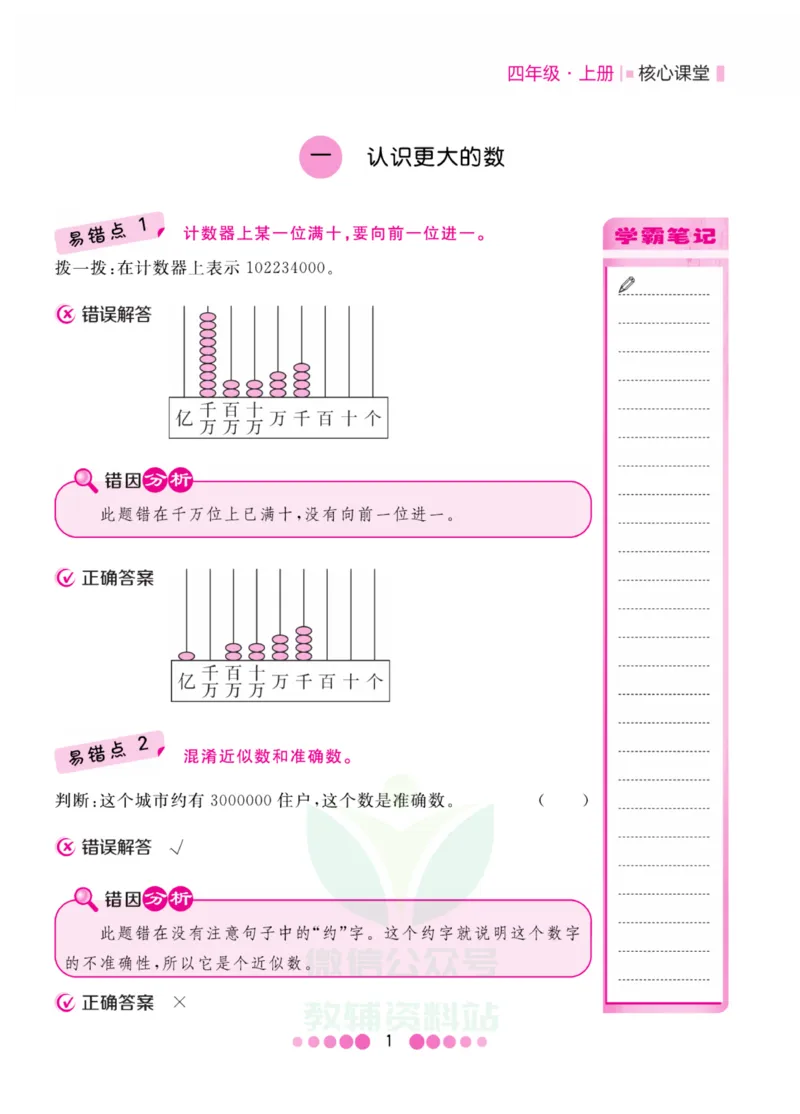 四年级上册数学北师版易错清单_小学1-6年级全部试卷_数学_四年级_3-9-3、小学四年级数学上册_3-9-3-1、复习、知识点、归纳汇总_北师大版